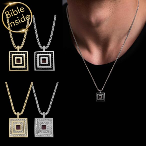 Male Christian Jewelry Cross Pendant Necklace with Bible Inside - My Nano Jewelry